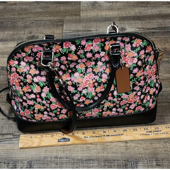 NWOT Coach Posey Cluster Floral Sierra Satchel Black/Pink # F57622 - Picture 4 of 12